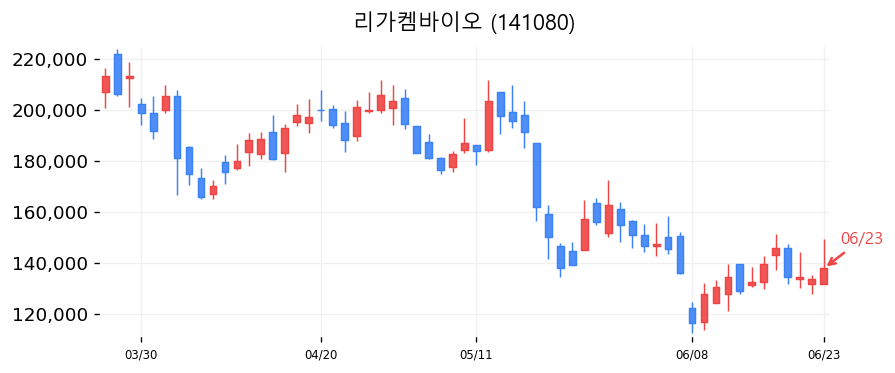 리가켐바이오 캔들차트