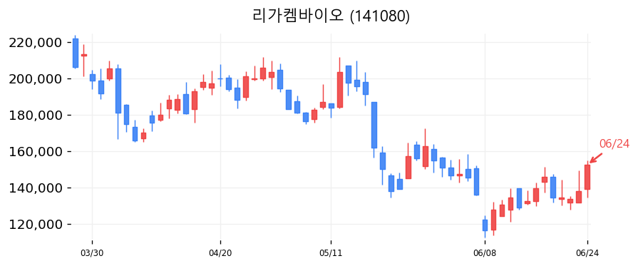 리가켐바이오 캔들차트